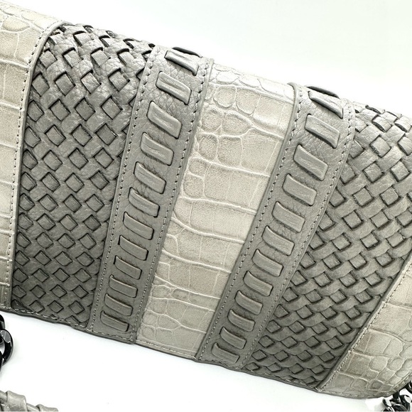 Sam Edelman Embossed Hanna Leather Shoulder Purse Bag Woven Crocodile Textured - Picture 3 of 9